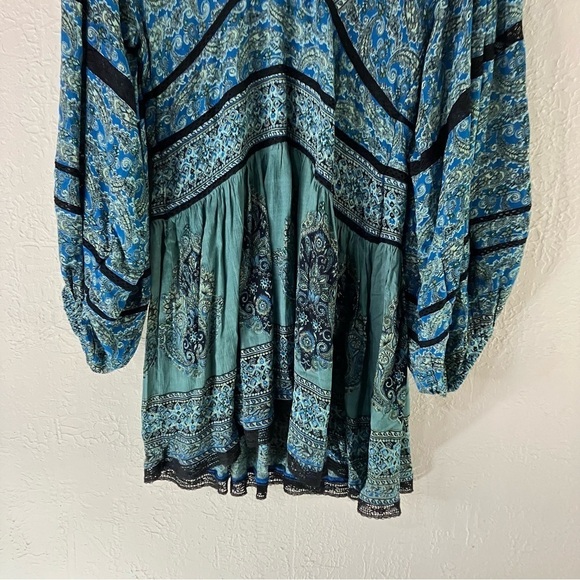 Free People Luna Scarf Print Tunic Top in Ocean Blue - Picture 5 of 12